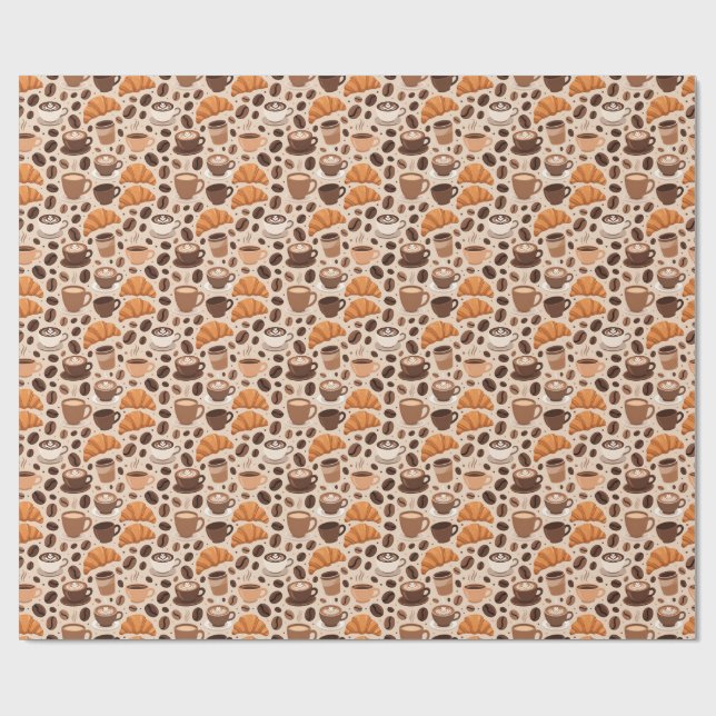 Papier Cadeau Modern Coffee Aesthetic Pattern (Plat)