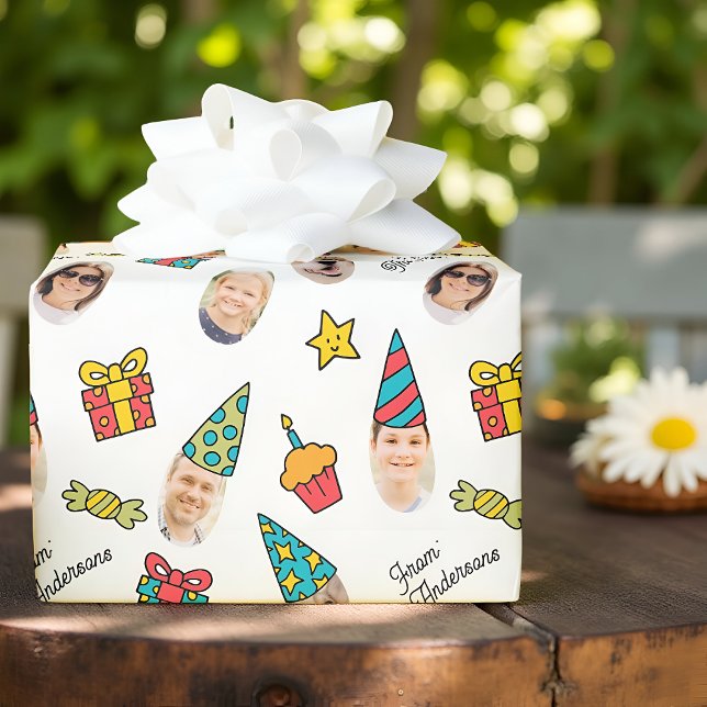Papier Cadeau Modern Cute Funny Birthday Photo  (Créateur téléchargé)