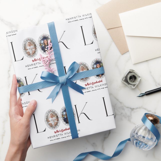 Papier Cadeau Modern Minimalist Graduation Announcement Photo  (Cadeaux)