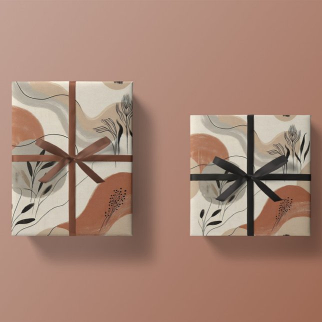 Papier Cadeau Modern Minimalist Organic Abstract Shapes Pattern (Créateur téléchargé)