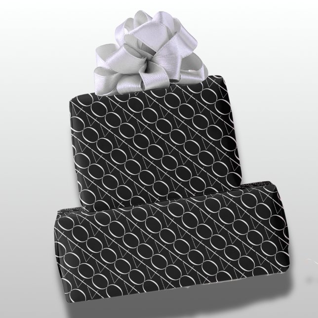 Papier Cadeau Moderne 40e anniversaire noir et blanc (Créateur téléchargé)
