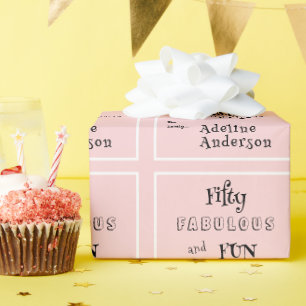 Papier Cadeau Moderne 50 ans et Fabuleuse Fête d'anniversaire ro