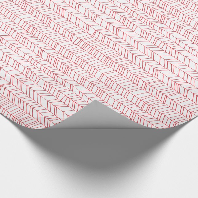 Papier cadeau moderne à chevrons rouges (Coin)