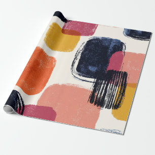 Papier Cadeau Moderne Abstrait Bohème Coup de Pinceau - Couleur