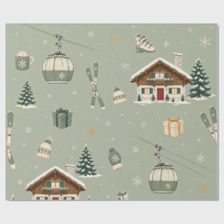Papier cadeau Moderne Alpine Après-Ski Noël Hiver