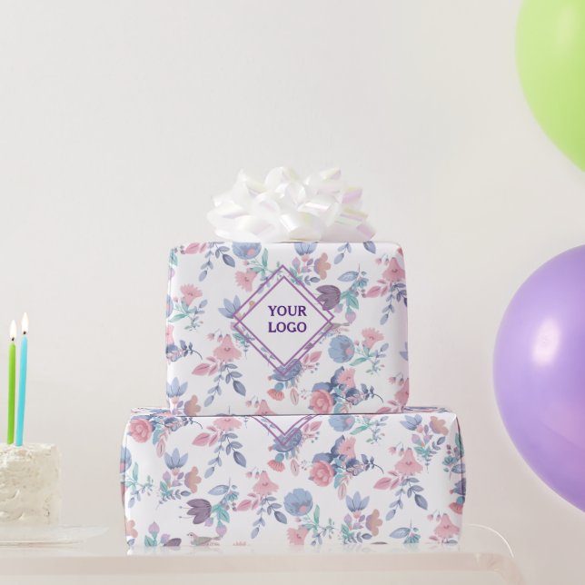 Papier Cadeau Moderne Chic Aquarelle Bleu Hydrangée Florale (Cadeaux de fête)