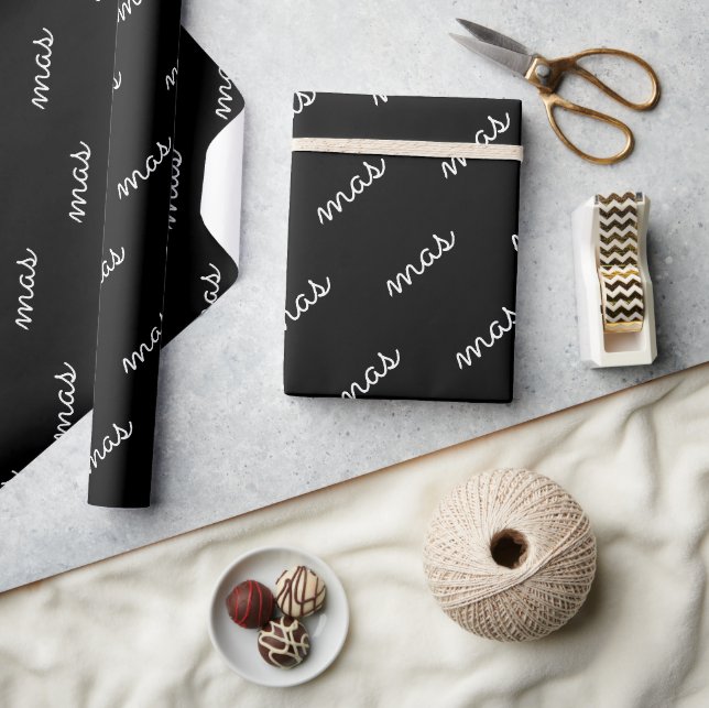 Papier Cadeau Moderne Chic Noël Motif Noir Et Blanc (Artisanat)
