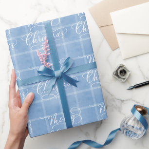 Papier Cadeau Moderne classique bleu Plaid Joyeux Noël