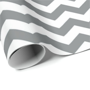Papier Cadeau Moderne, classique, élégant gris blanc chevron