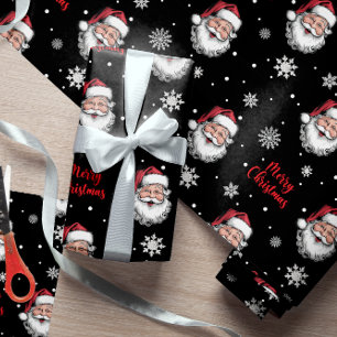 Papier Cadeau Moderne Cute Bold Père Noël Joyeux Noël Et Neige