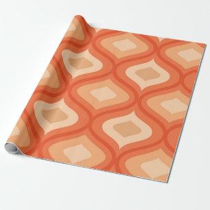 Papier Cadeau Moderne du milieu du siècle ogee orange et beige 