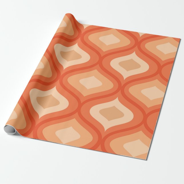 Papier Cadeau Moderne du milieu du siècle ogee orange et beige  (Déroulé)