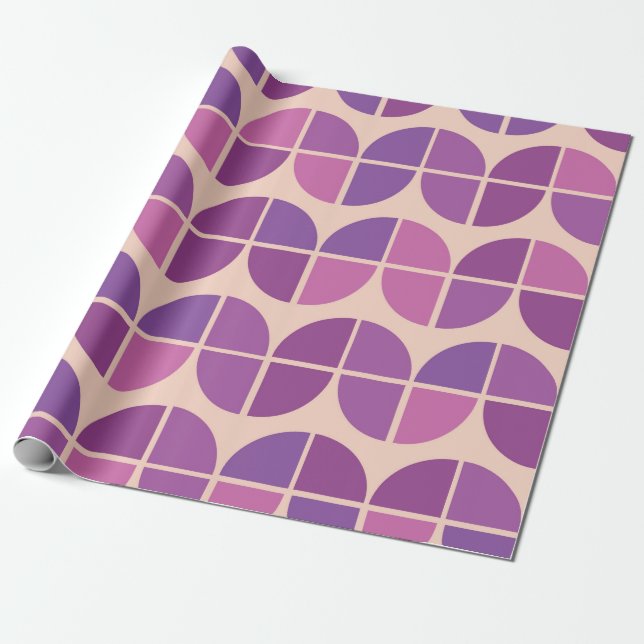 Papier Cadeau Moderne du milieu du XXe siècle avec rose géométri (Déroulé)