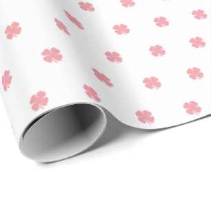 Papier Cadeau Moderne Elegant Festif rose Lucky Motif Clover
