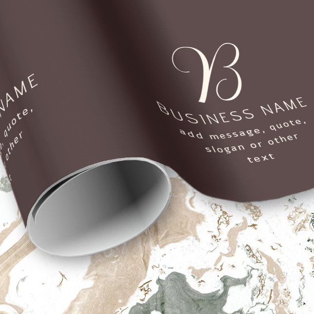 Papier Cadeau Moderne Élégant Nom commercial Monogramme | Brun f (Créateur téléchargé)