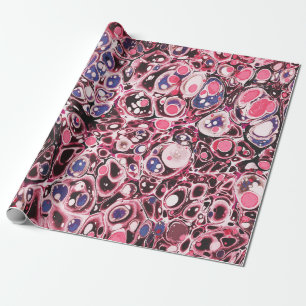 Papier Cadeau Moderne et design Abstrait en marbre rose bleu Mot
