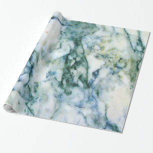 Papier Cadeau Moderne Gris Faux Marbre Bleu Vert Accent