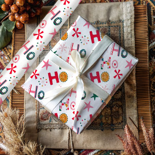 Papier Cadeau Moderne Ho Ho Ho Coloré Noël