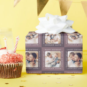 Papier Cadeau Moderne Joyeux Anniversaire Motif à Carreaux pour