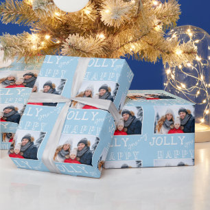 Papier Cadeau Moderne Joyeux Joyeux Heureux Noël avec Photo Pers