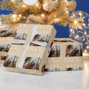 Papier Cadeau Moderne Joyeux Joyeux Heureux Noël avec Photo Pers