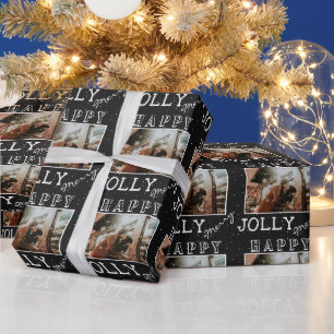 Papier Cadeau Moderne Joyeux Joyeux Heureux Noël avec Photo Pers