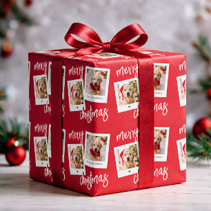 Papier Cadeau Moderne Joyeux Noël 2 Photo de Chien