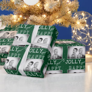 Papier Cadeau Moderne Joyeux Noël Personnalisé avec Photo de Noë
