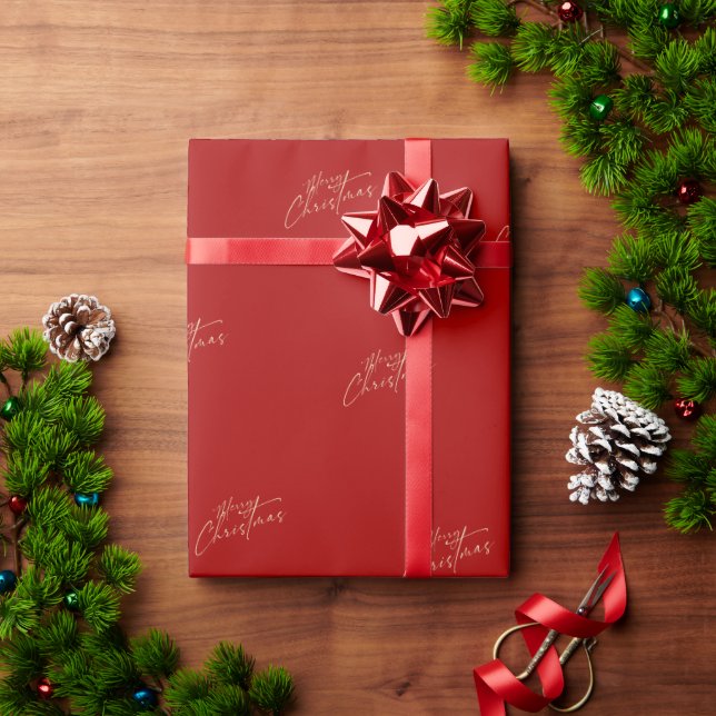 Papier Cadeau Moderne Joyeux Noël Rouge (Cadeau de vacances)