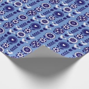 Papier Cadeau Moderne Md Century Cute Floral Motif Bleu Blanc