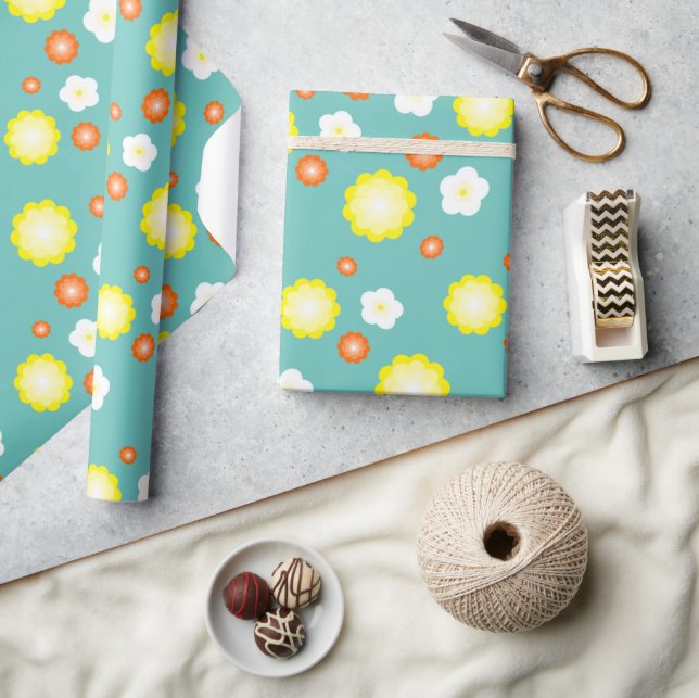 Papier Cadeau Moderne mignon dégradé Fleurs marguerites motifs g (Artisanat)