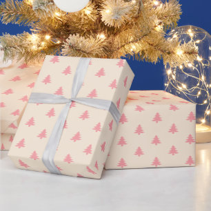 Papier Cadeau Moderne minimal Girly rose arbres de Noël envelopp