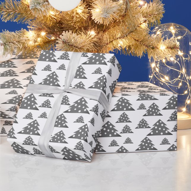 Papier Cadeau Moderne motif d'arbre de Noël de vacances (Vacances)
