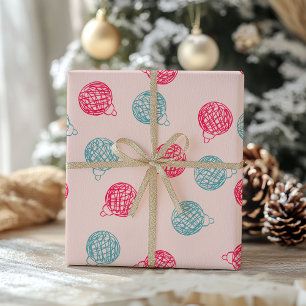 Papier Cadeau Moderne motif de décorations de Noël dessinées à l