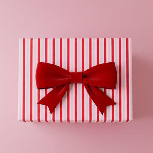 Papier Cadeau Moderne Noël rayures rose rouge (Créateur téléchargé)