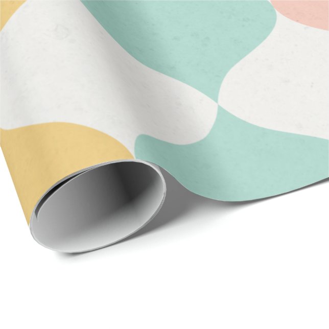 Papier cadeau moderne Pastel MidCentury - Charme r (Coin rond)