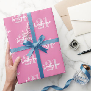 Papier Cadeau Moderne rose élégant 21e anniversaire