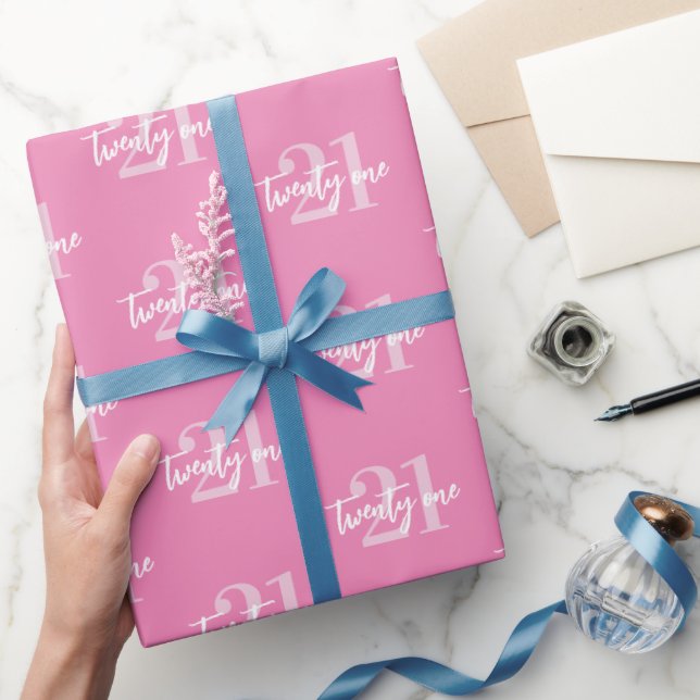 Papier Cadeau Moderne rose élégant 21e anniversaire (Cadeaux)