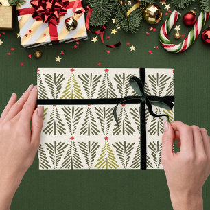 Papier Cadeau Moderne Scandi Nordique Sapin de Noël Fêtes de Noë