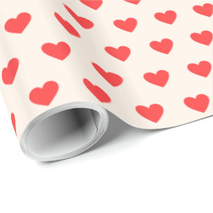 Papier Cadeau Moderne simple Valentine Red Hearts Motif