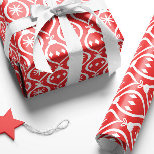 Papier Cadeau Moderne tendance Retro Rouge de vacances Motif