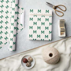 Papier Cadeau Moderne Vert monogramme personnalisé motif élégant