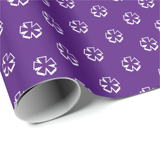 Papier Cadeau Moderne violet blanc étoiles Snowflakes Fleurs cad (Coin rond)