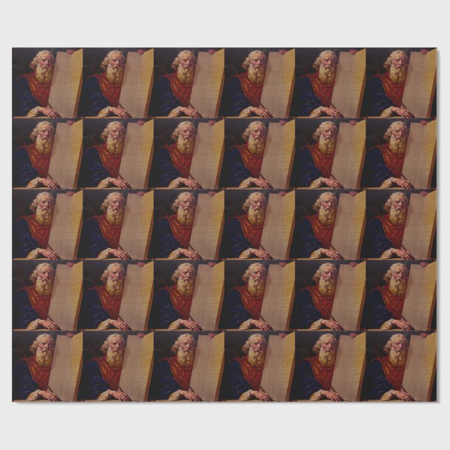 Papier Cadeau Moïse le prophète sur le mont Sinaï – Épopée haute (Plat)