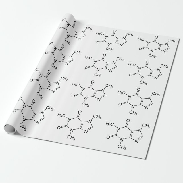 Papier Cadeau Molécule de caféine Chimie Café Atomes (Déroulé)