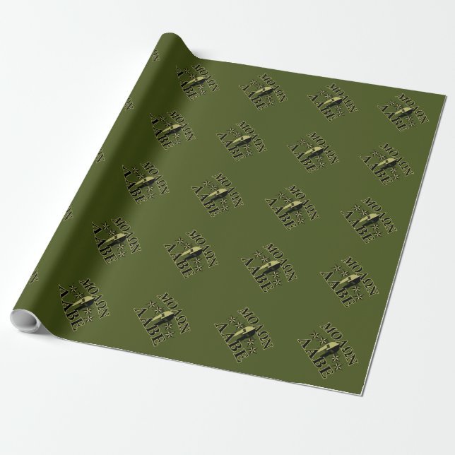 Papier Cadeau Molon Labe Spartan 5 stars Olive Green (Déroulé)