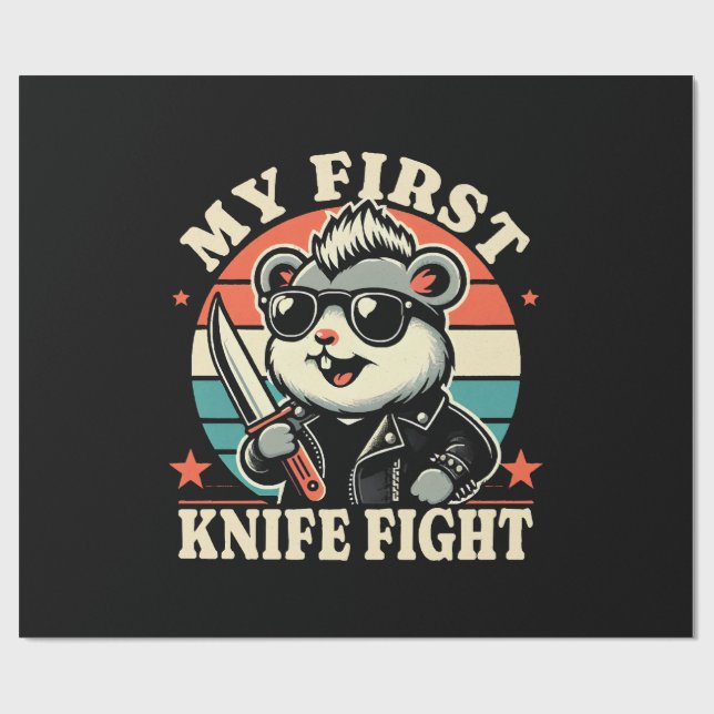 Papier Cadeau Mon premier combat au couteau - Hamster cool (Plat)