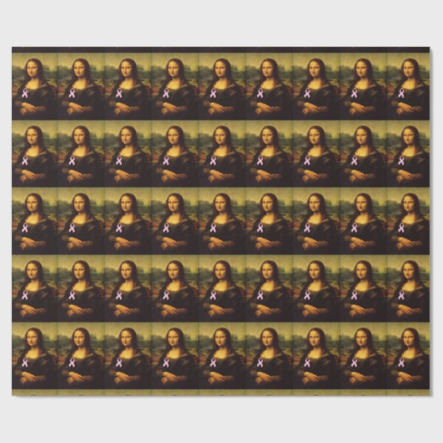 Papier Cadeau Mona Lisa Portant du ruban rose (Plat)