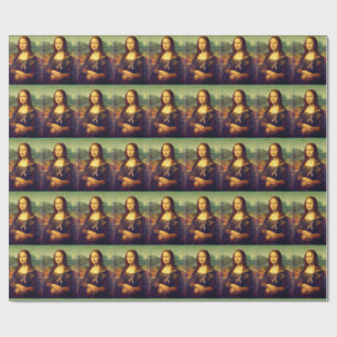 Papier Cadeau Mona Lisa portant un ruban puzzle