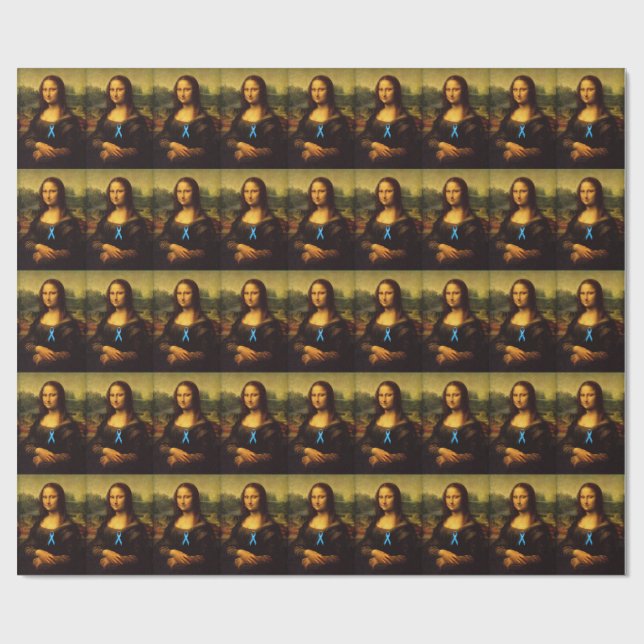 Papier Cadeau Mona Lisa Porte du ruban bleu (Plat)